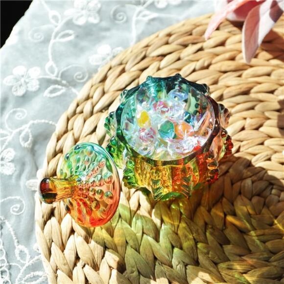 6 oz Colorful Embossed Glass Jars with Lid - Crystal Glass Candy Dishes - Picture 5 of 8